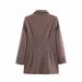 Women's Spring Longline Double-Breasted Houndstooth Blazer Coat – Classic European Style, Regular Fit, Long Sleeve, Versatile Streetwear_ecoleips.com