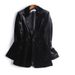Women's Velvet Blazer Slim Fit Smoky Gray Formal Casual Jacket Style Tailored Office Suit_ecoleips.com