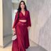 Women's Clothing Summer 2026 Style Two Piece Set Crop Top With Ruffles Wide Leg Pants Casual American Style Polyester_ecoleips.com