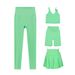 U Shaped Vest Cropped Pants Shorts And Skirt Four Piece Set For Women Slim Fit Stretchy Sportswear_ecoleips.com