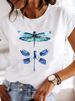 European And American Cross-border Foreign Trade Women's Clothing Dandelion Butterfly Print Round Neck Short-sleeve_ecoleips.com