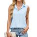 Women's Chiffon Button-Down Vest Top Sleeveless Blouse – Lightweight Loose Fit Office Casual Spring Summer Fashion_ecoleips.com
