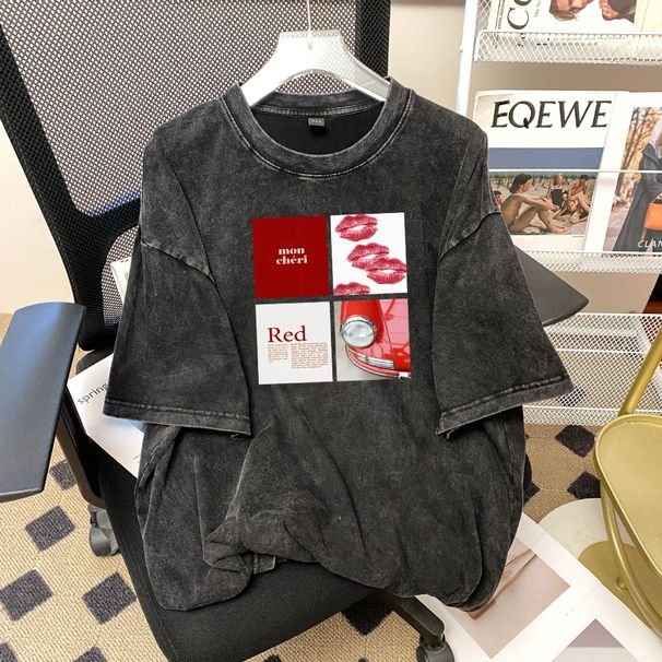 Pure Cotton Mid-Length Half-Sleeve T-Shirt For Women, Summer New European And American Style, Loose Fit, Versatile,_ecoleips.com