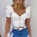2026 European And American Fashion Hot Girl Square Neck Solid Color Slim Fit Puff Women's Short_ecoleips.com
