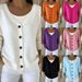 Elegant V-Neck Button Cardigan For Women - Lightweight Knit Sweater With Relaxed Fit, Versatile Layering Piece (S-5XL, 7 Colors)_ecoleips.com