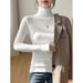 Apricot Semi-Turtleneck Base Shirt Women's Inner Layer With Autumn And Winter Foreign Style Black Long-Sleeved T-Shirt B_ecoleips.com