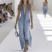 Women's Loose Solid Color Casual Denim Jumpsuit Single Breasted Spring Summer New_ecoleips.com
