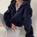 Women's Slim Fit Fleece Hooded Zip-Up Sweatshirt - Stylish Short-Length Pullover For Spring & Autumn - Solid Colors_ecoleips.com