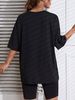 Women's Casual Black T-Shirt round Neck Short Sleeve Letter Print Loose Fit Summer Sports Top European American Style_ecoleips.com
