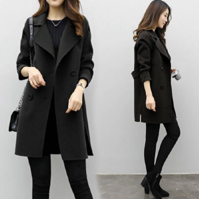 Women's Clothing Improved Autumn And Winter New Coat Woolen Coat Women's Medium And Long Double Breasted Woolen Coat_ecoleips.com