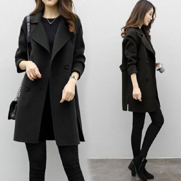 Women's Clothing Improved Autumn And Winter New Coat Woolen Coat Women's Medium And Long Double Breasted Woolen Coat_ecoleips.com