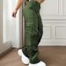 Women's High-Waisted Loose Casual Cargo Trousers Multi-Pocket Fashionable Bottoms For Market New Style_ecoleips.com