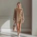 Women's Velvet Short Dress Velvet A-Line Midi Dress With Flounce Sleeves (Pink/Purple/Khaki/Olive, S/M/L/XL/XXXL)_ecoleips.com