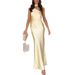 Women's Clothing Oblique Shoulder Tie Sleeveless Slim Solid Color Dress Fashionable Simple Female_ecoleips.com