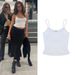 Women's Basic Style Solid Color Small Sling Top in Black And White High Elastic Fitness Clothes for Females_ecoleips.com