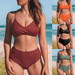 Women’s Clothing Solid Color Swimsuit Sexy Cross Soft Pack Split Women's Bikini Swimsuit_ecoleips.com