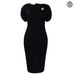 Women's Clothing Elegant Wrap Dress – Short Sleeve Round Neck OL Office Dress With Brooch Detail_ecoleips.com