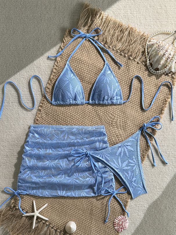 Women's 3-Piece Bikini Set – Adjustable Halter & High-Waisted Bottoms With Cover-Up | Sexy Swimwear For Beach & Pool_ecoleips.com