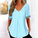 2026 European And American Cross-border Foreign Trade New Spring-summer Solid Color V-neck Loose Short-sleeve_ecoleips.com