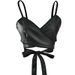 Women's Clothing Leather Jacket Sexy Black PU Leather Corset Top For Women - Strapless Bustier Vest With V-Neck, Rock Style, Streetwear Fashion_ecoleips.com