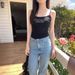 Purely Desirable White Letter Print Camisole For Women, Summer Sweet And Spicy Sexy Bow-tie Inner Top, Short Outerwear_ecoleips.com