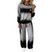 Women's Long Sleeve Split Side Casual Top Set - Solid Color Korean Style Comfortable Polyester Outfit For Fall Winter (Black, S-XXXL)_ecoleips.com