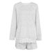 White Printed Knitted Long Sleeve Shorts Loose Pajama Set European And American Autumn Cross-Border Wholesale_ecoleips.com