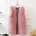 Chic Faux Fox Fur Vest – Slim-Fit Longline Waistcoat For Women_ecoleips.com