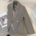 Women's Clothing Beige Blazer Style Metal Buckle Women's Outerwear Spring Autumn For Formal & Casual For Women_ecoleips.com
