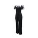 Women's Clothing Women's Fashion Sleeveless Jumpsuit Pure Black Three Dimensional Floral Print Sexy Design For Formal & Casual For Women_ecoleips.com