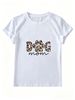 Women Leopard Print DOG MOM Paw Graphic T-Shirt, Pet Lover Cursive Letter Print Crew Neck Short Sleeve Casual Daily Summer Top For Dog Owners_ecoleips.com