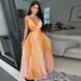 Women's Clothing Sleeveless V Neck Printed Swing Skirt For Women Fashion Sexy Dress Long Skirt_ecoleips.com