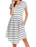 Women's Clothing Hot Selling Striped Multifunctional Striped Maternity Dress Mother Nursing Dress_ecoleips.com