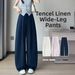 Women's Washed Tencel Lyocell Wide Leg Pants Summer Thin Casual Cotton Linen Loose Fit Curved Blade Pants_ecoleips.com