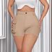 2025s 2025 Summer New Women's Casual Tight High-Waist Side Pocket Flap Shorts_ecoleips.com