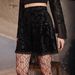 Autumn/Winter High-Waisted Slimming Short Skirt Gold Velvet Embossed Lace Hem A-Line Gothic Style For Women_ecoleips.com