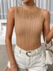 New European And American Summer Fashion Independent Site Cross-border Simple Sexy Sheer Mesh Knitted Women's Top_ecoleips.com