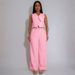 Women's Solid Color V Neck Sleeveless Vest Top Wide Leg Trousers Set Casual Loose Two Piece Spring/Autumn Wear_ecoleips.com