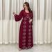 Modest Abaya Dress Embellished Dress With Detachable Belt – Long Sleeve Chiffon Maxi Dress Elegant Evening Gown With Crystal Stones_ecoleips.com