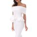 Verve Hot Selling Women's Off-Shoulder Two-Piece Set With Ruffle Trim Bodycon Dress_ecoleips.com