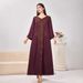 Modest Abaya Dress/Muslim Dress Women Elegant V-Neck Embellished Maxi Dress – Loose Fit, Comfortable & Stylish For Women_ecoleips.com