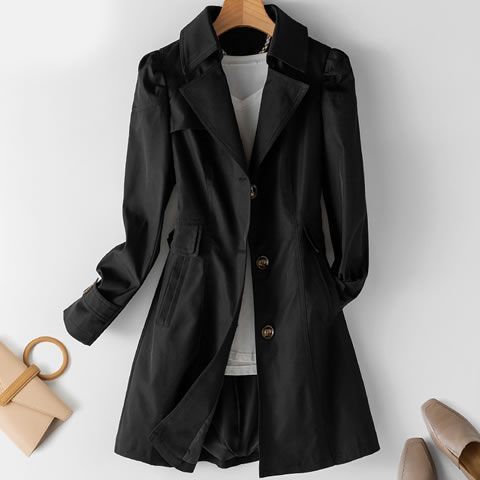 Women's Long Trench Coat Slim Fit Casual Jacket Loose Style Plus Size Spring Autumn Outerwear_ecoleips.com