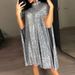 Sparkling A-Line Shift Dress With Batwing Sleeves For Women | Comfortable Loose Fit Party & Evening Wear_ecoleips.com