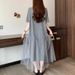 Summer New Korean Fashion Mesh Patchwork Maternity Dress_ecoleips.com