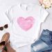 Pink Heart Pattern Simple Cartoon Women's Clothing Half Sleeve Trendy Loose Plus Size T-Shirt For Women_ecoleips.com