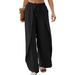 Women's Clothing New Elastic Waist Drawstring Wide Leg Loose Casual Fashion Pocket Trousers Women's Clothing_ecoleips.com