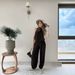 Sexy Lace Up Large Open Back Jumpsuit Dress 2024 Summer New Fashion Slim Fit Loose Daily Going Out Dress For Women_ecoleips.com