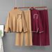 Women's Fashion Trendy Two Piece Set European And American Style Cross Border Jacquard round Neck Loose Top with Straight Leg Pants_ecoleips.com