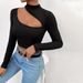 Voya Women's Instagram Fashion T-shirt Autumn And Winter Slim Fit With Exposed Navel Design, Short Long Sleeved Top_ecoleips.com