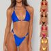 Women's Clothing Women's Sexy Two Piece Bikini Set European And American Style Shiny Nylon Triangle Panties Fabric Swimsuit_ecoleips.com